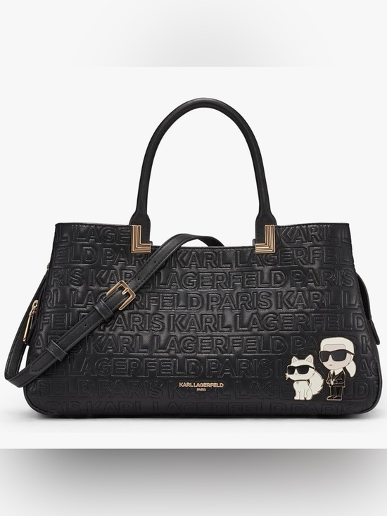 Karl Lagerfeld Handbags - Karl Lagerfeld Meribel Leather Satchel with Adjustable Strap in Black EUC